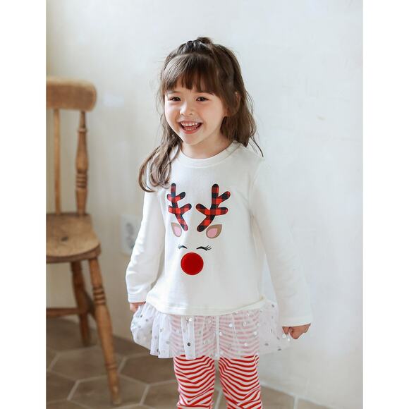 Pink Rudolf the Reindeer Tunic Dress Top - Picture 1 of 2
